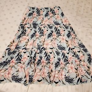 Midi tiered floral tropical skirt 3x